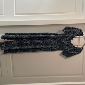 Navy blue and white patterned cap sleeve jumpsuit